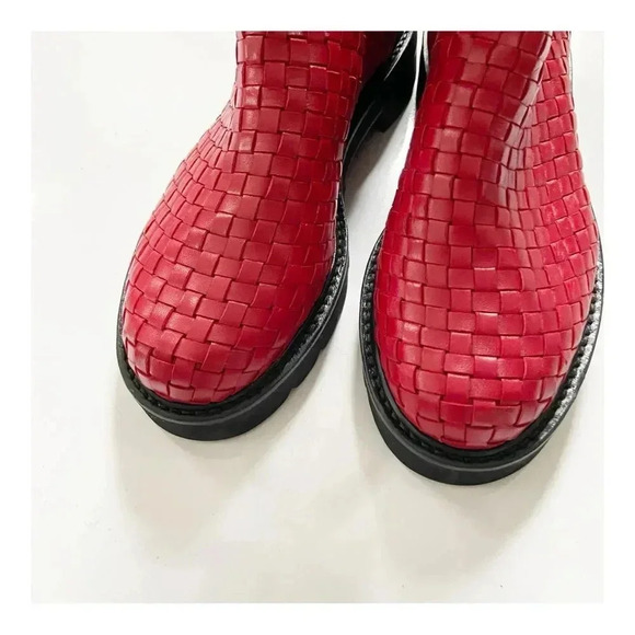 NEW Stuart Weitzman 5050 Lift Woven Over-the-Knee Boots Chile Red Leather size 6 - Picture 4 of 9